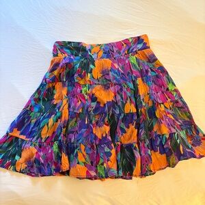 Anthropologie Multicolor Floral Tiered Mini Skirt